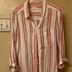 American Eagle Striped Button Down Top